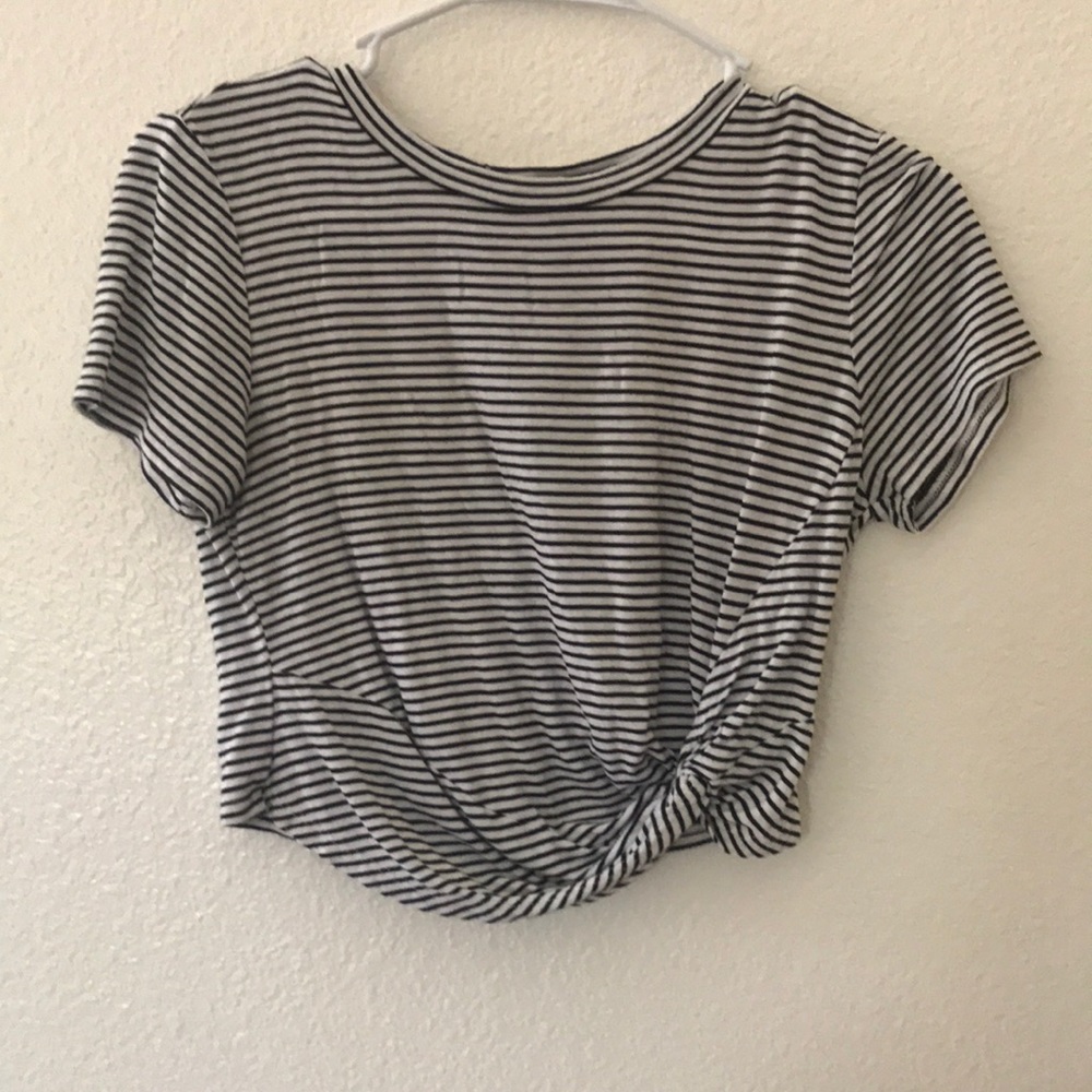 Striped knotted crop top